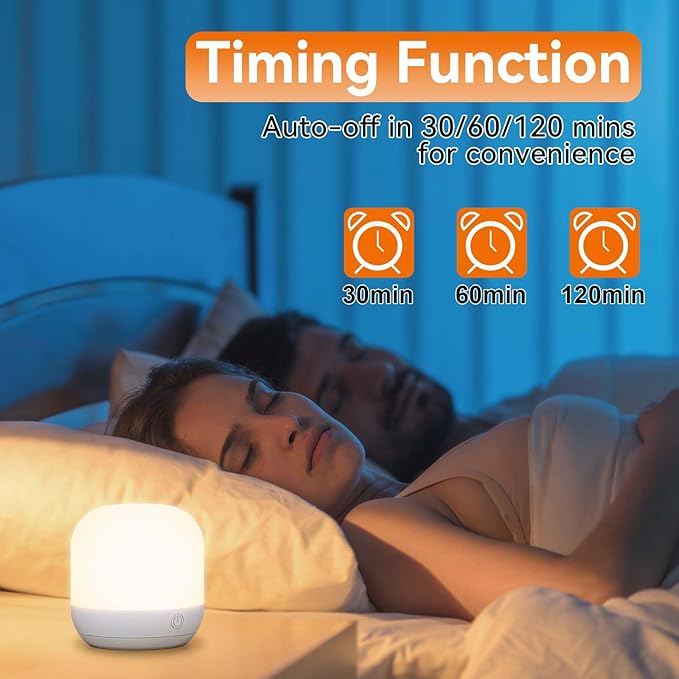 SUNMORY Rechargeable Night Light, Small Table Lamp for Bedroom, Dimmable Bedside Lamp with Magnetic Charging Station, Cordless Nightstand Lamp, LED Lights with 12 RGB Colors, Timer & Remote Control