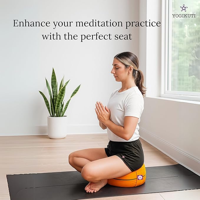 Yogikuti Meditation Cushion – 100% Pure Cotton Zafu for Comfortable Meditation & Yoga – Floor Sitting Pillow for Mindfulness & Support