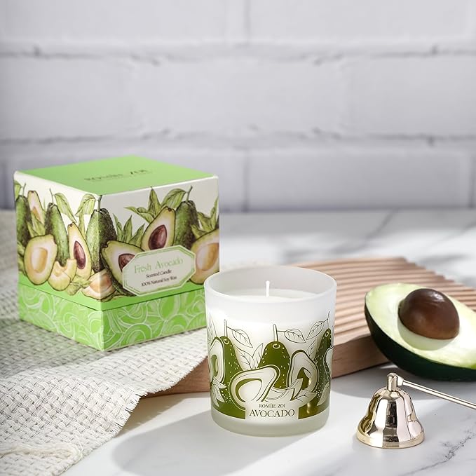 Scented Candle - Fresh Avocado - 6oz Aromatherapy Soy Wax Jar Candle for Home, Gifts for Women - 170g