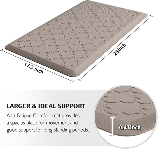 WISELIFE Kitchen Mat Cushioned Anti Fatigue Floor Mat,17.3"x28", Thick Non Slip Waterproof Kitchen Rugs and Mats,Heavy Duty Foam Standing Mat for Kitchen,Floor,Home,Office,Desk,Sink,Laundry, Khaki