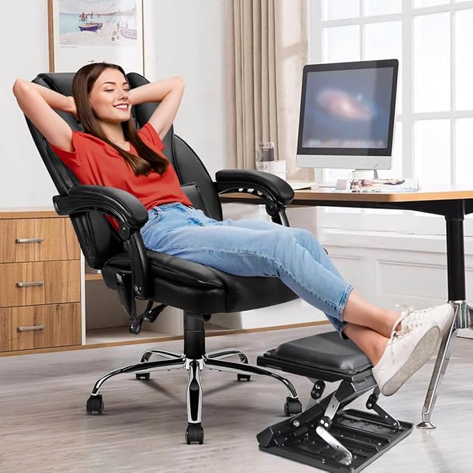 Scalebeard Foot Rest for Under Desk at Work,Height Adjustable Infinite Angle Ergonomic Foldable Footrest for Office, Gaming,Computer, Removable Pad Desk Foot Stool with Massage Beads,for All Seasons