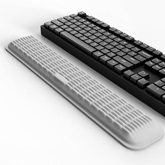 MEKASS Keyboard Wrist Rest - Soft Memory Foam Wrist Support for Long Hours of Work, Gaming, Studying (Light Gray)