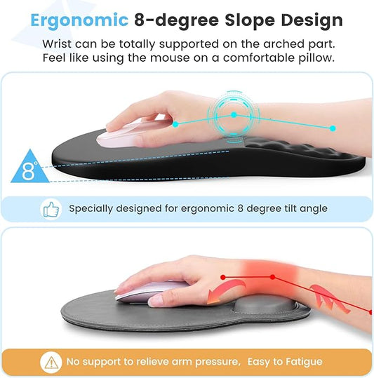 HAOCOO Ergonomic Mouse Pad with Wrist Rest, Massage Support, Black