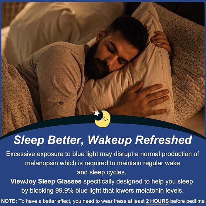 Sleep Glasses 99.9% Blue Light Glasses Dual AR Coatings Amber Orange Lens for Computer Gaming Reduce Eyestrain