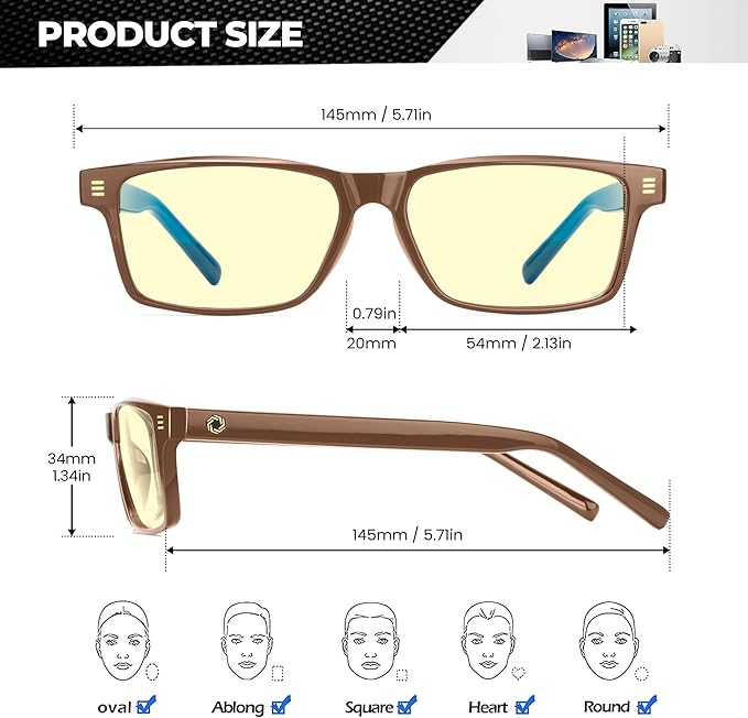 ANYLUV Blue Light Glasses Men Woman, Blue Light Blocking Glasses for Computer Gaming, Eye Strain Relief Eye Protection