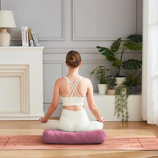 Meditation Cushion Bolster Pillow for Restorative Yoga – Supportive Cushion for Meditation, Pilates, and Relaxation – Filled with Buckwheat Hulls - Removable Cover