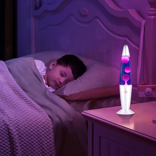 Purple Magma Lamp with White Wax Sliver Base Gorgeous Liquid Motion Mood Lamp Relaxing Decoration for Home Office Bedroom Glitter Lamps for Adults Kids as Nightlight