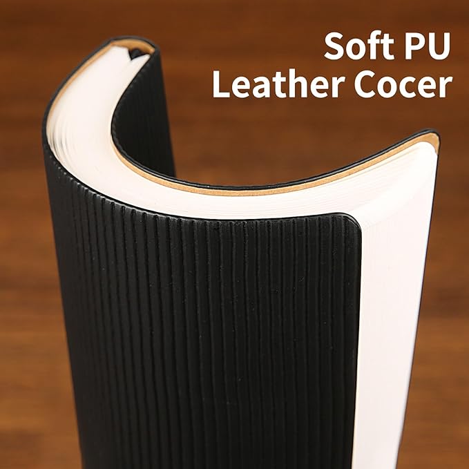 Lined Journal Notebook for Work College Ruled Note Book 5.79"x8.27" A5 PU Leather Daily Journaling 216 Pages for Women Men Writing Home School Supplies Business (A5 Lined 216pages, 07-Black)