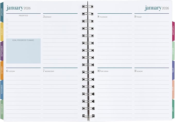 Inspired by Erin Condren 12-Month A5 Weekly Planner (Jul 2025 - Jun 2026), Compact Weekly and Monthly Planner Calendar, 70 Lb. Text Weight Paper, Petal Pop Covers, Wire-O Spiral Binding