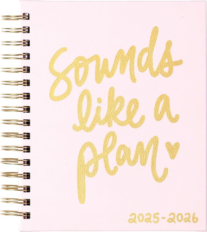 2025-2026 Eccolo Spiral Agenda Planner, Sounds Like Plan, Weekly & Monthly Pages, 18 Months, Sticker Sheets, Inspirational Quotes (7.75 x 8.75, July 2025 - Dec 2026)