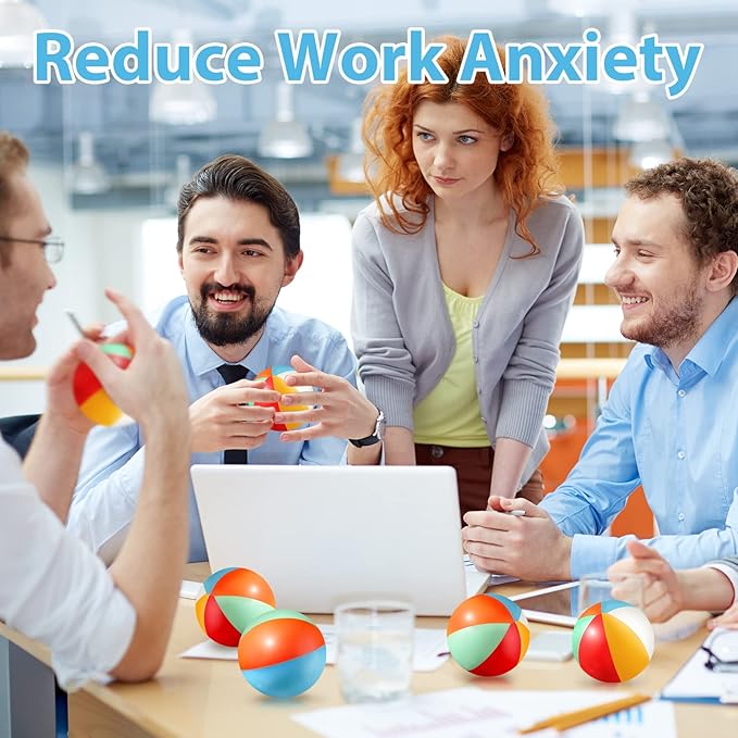 Hungdao 50 Pcs Beach Stress Balls 2.5 Inch Mini Beach Ball Stress Ball Relief Stress Ball Swimming Pool Game Toy Foam Sports Ball with Storage Bag for School Carnival Reward Birthday Party (Rainbow)