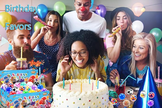 34Pcs Stress Balls, Squishy Squeeze Balls Bulk, Small Sensory Balls, ADHD Stress Relief for Adults , Classroom Prizes, Party Favors, Birthday Gift, Goodie Bag Stuffers