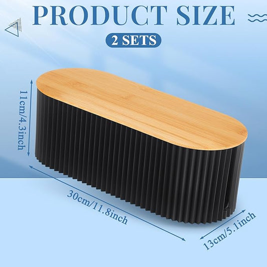 Marsui 2 Pcs Cable Management Box Cord Hider Box Cord Organizer with 46 Pcs Cable Management Kit Wire Box for Power Strips Surge Protectors Desk TV Computer Wires Home Office(Black)