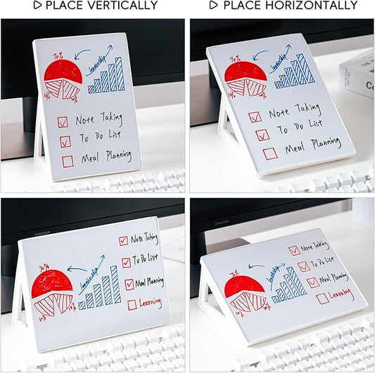 2 pcs Magnetic Dry Erase Board White Board, 8.3'' x 5.8'', Small Stand-Up or Hangable Desktop Dry Erase White Board, Mini Dry Erase Whiteboard Easel for Desk with a Marker