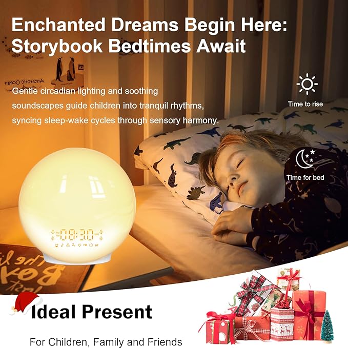Smart Wake Up Light Sunrise Alarm Clock with Dawn-Dusk Simulation, 4 Alarms, Nature Sounds - Heavy Sleeper Mode, Custom Routines