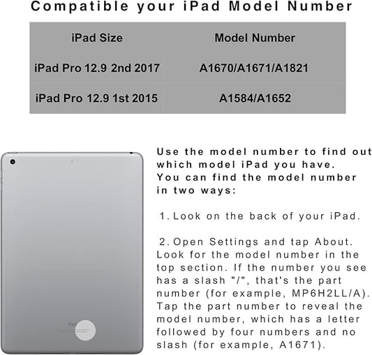 iPad pro 12.9 case with Keyboard 2017 2nd 2015 1st Generation, 360 Rotatable Wireless Folio 180 Swivel Stand Hard Cover Auto Sleep Wake up