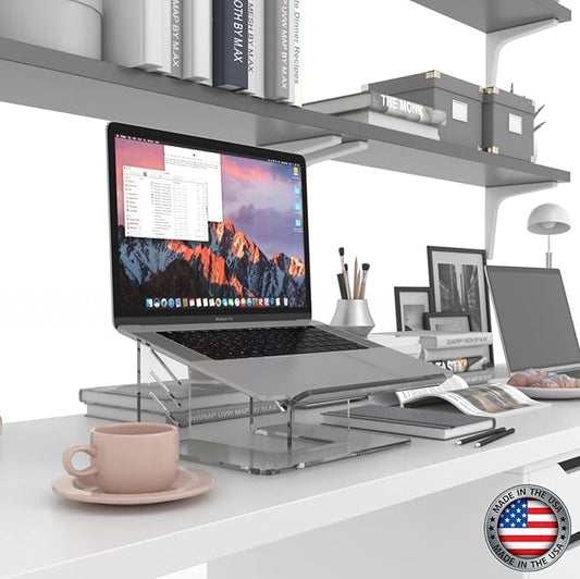 6MM Acrylic Laptop Stand with Ergonomic Design, Compatible with 10-17 Inch Laptops, Made in USA