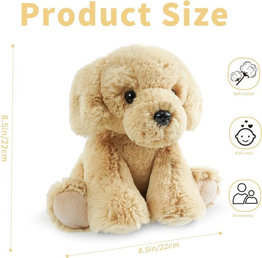 Stuffed Dog Puppy Sitting Toys Plush Animal, Realistic Dog Stuffed Animal Characters Stuffed Filled in Limbs 8.5 Inch Soft Huggable Gift for Kids with Stuffed Animals Birthday Gift for Girls Boys