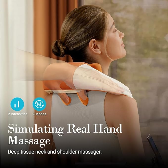 Shiatsu Neck Massager with Heat - Cordless 4D Expert Neck Shoulder Massage for Pain Relief,Upgarded Kneading Massager for Muscle Relaxation, Ideal Gift for Women,Men