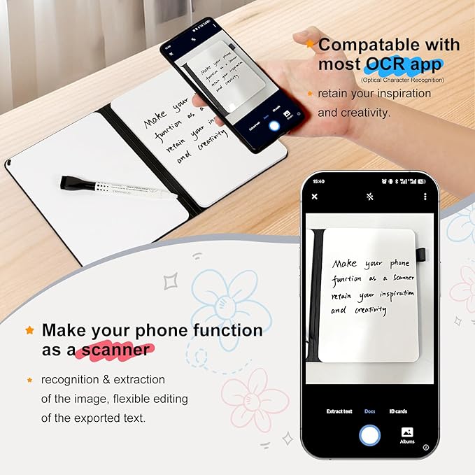 AGM Portable White Board Dry Erase Notebook, 12" x 9" Double Sided Folding Whiteboards with 3 Pens, Small Travel Dry Erase Board Skin-Friendly Material for Study, Meeting, Planning, Brown