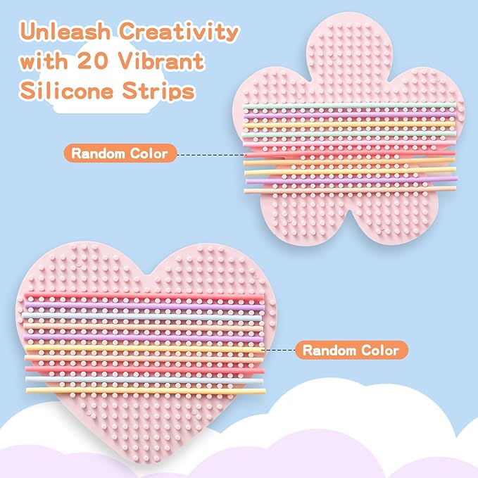 2 Pack Sensory Activity Board with 20 Random-Color Strings, Double-Sided Silicone Sensory Fidget Toy for Kids and Adults with Autism, ADHD, Silent, Stress Relief, Calming, Focus, Gift for Girls Boys