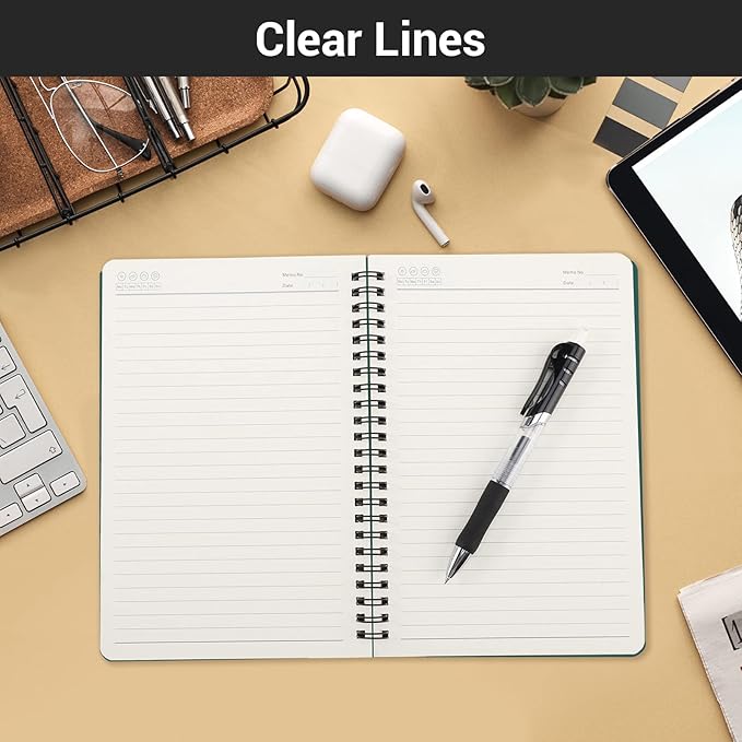 EUSOAR Students Ruled Spiral Notebook, A5 3packs 5.5"X8.3" 120 Pages Lined Writing Journal, Memo Notepad Sketchbook, Students College Office Subject Diary Ruled Spiral Book Journal- Green Cover