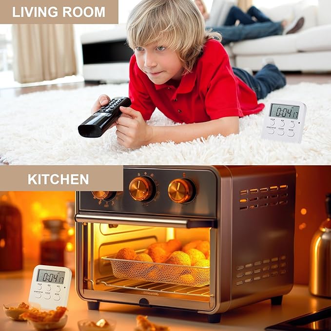 Weewooday 12 Pcs Digital Kitchen Timer - Count Up/Down Large Digits Egg Timer with Loud Alarm for Teacher, Kids, Cooking, Baking, Sports, Office (Cute Style)