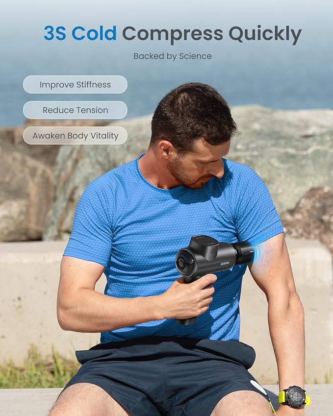 RENPHO Massage Gun Deep Tissue with Heat and Cold Head, Handheld Muscle Massager Therapy with Carry Case, Percussion Body Masajeador for Men Women Athletes Back Upgrade, Active Thermacool