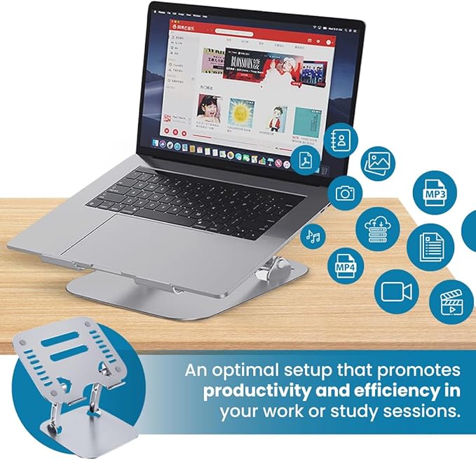 OTM Essentials Aluminum Adjustable Laptop Riser Stand,