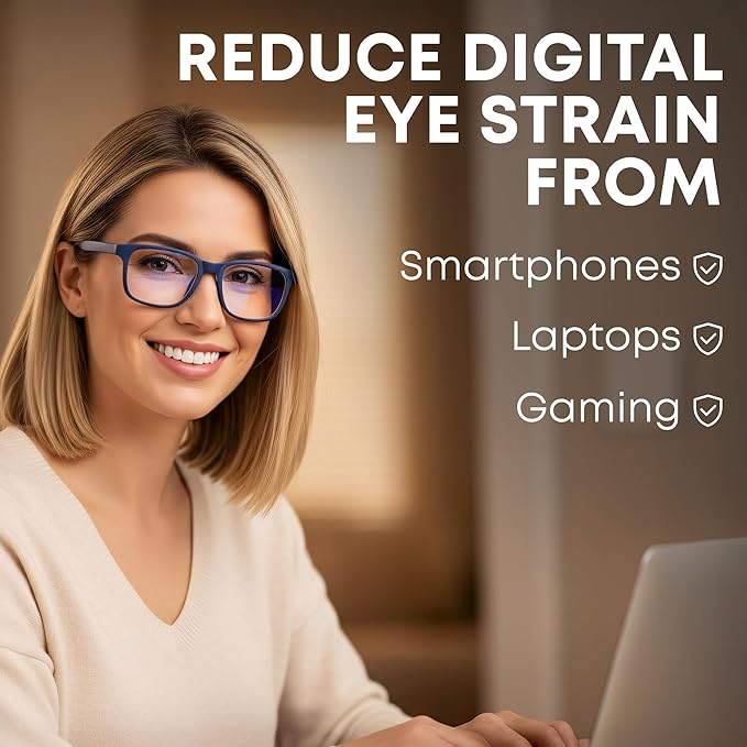 Prospek Blue Light Glasses for Women and Men VELARI - Lightweight Frame for Computer with Anti-glare to Reduce Eyestrain