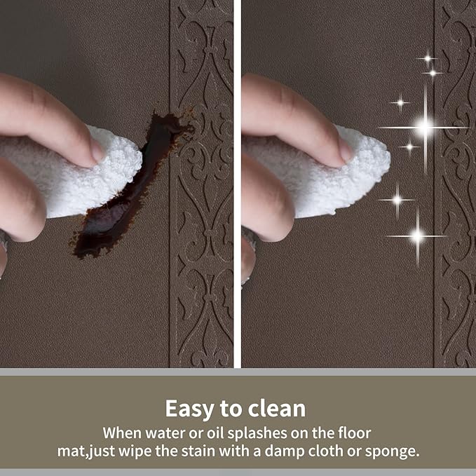 20 x 42 Inch Extra Support Anti Fatigue Comfort Kitchen Mat, Waterproof Long Kitchen Runner, Non-Slip Standing Desk Mat, Commercial Pads for Offices, Home, Garages (Versailles Brown, 20'' x 42'')