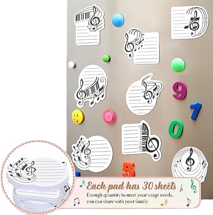 10 Pads Reusable Funny Music Sticky Notes Set- 300 Sheets, for Work Home School
