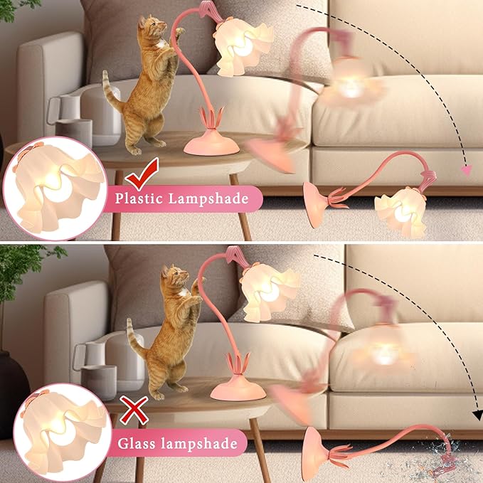 Cute Flower Table Lamp, Bedside Vintage Flower Lamp with LED Bulb, 3 Colors Temperature Flower Lamp for Bedroom Living Room Bedside Desk Reading Lighting Table Lamps Home Decoration (Pink)