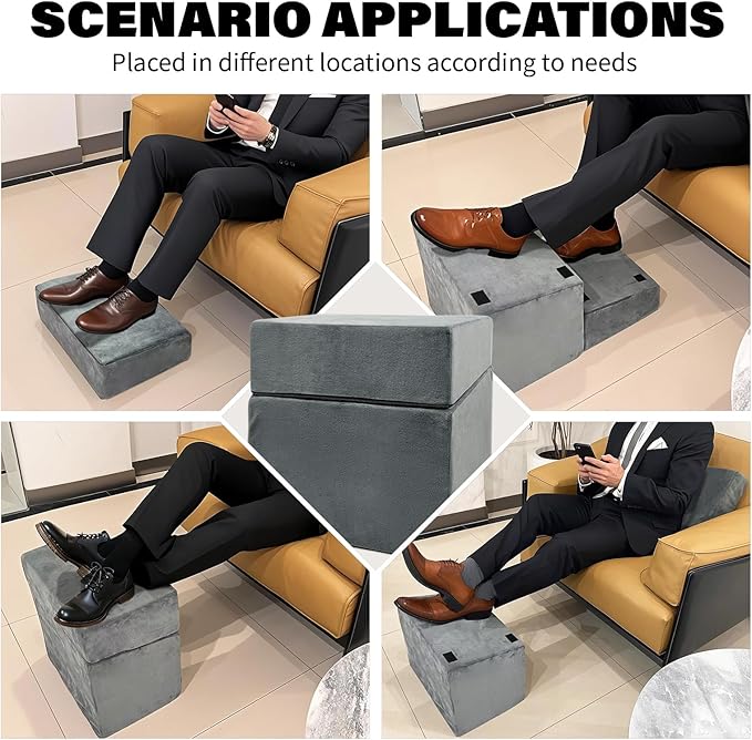 Adjustable Foot Rest Under Desk with 3 Adjustable Heights & High-Density Foam – Ergonomic Footrest for Office, Home, Travel & Airplane, Removable Washable Cover for Back Pain Relief & Posture Support