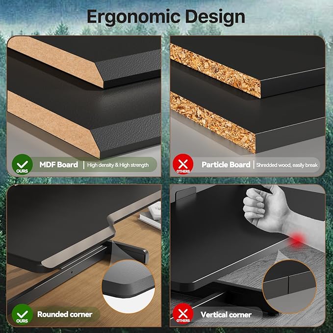 35" Standing Desk Converter, Height Adjustable Desktop Riser with Keyboard Tray for Two Monitors, Sit to Stand up Computer Workstation for Home Office, Black