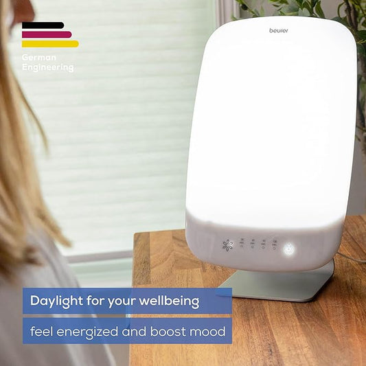 Beurer TL95 Light Therapy Lamp 10,000 Lux, UV-Free Extra Bright Daylight Lamp with 6 Dimming Levels, Timer & Memory Function to Boost Mood, Fight Winter Blues, Improve Sleep & Increase Energy
