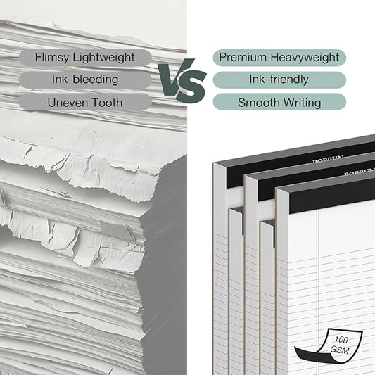 POPRUN White Legal Pads 8.5 x 11.75 College Ruled, 100GSM Writing Paper Pad, Bulk Lined Notepad Notebooks for Work School, Classroom Office Supplies, 6 Pack