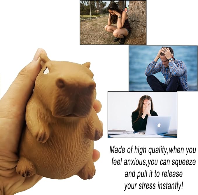 Simulation Stress Relief Capybara Squeeze Ball - Squishy Balls for Children and Adults, Sensory Toy for ADHD Autism, Stretchy Fidget Toys Gift for Christmas