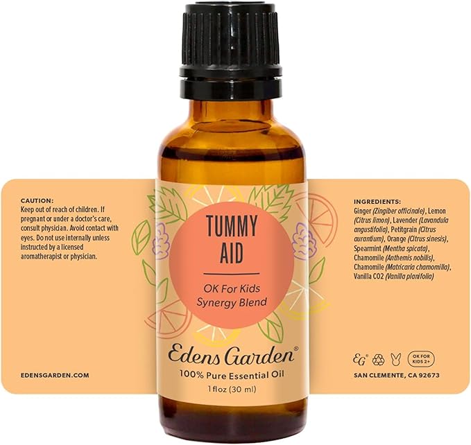 Edens Garden Tummy Aid Essential Oil Blend- 100% Pure Premium Grade, Undiluted, Natural, Therapeutic, Aromatherapy, The Best for Skin, Humidifiers, Kid Safe 30 ml (1 fl oz)