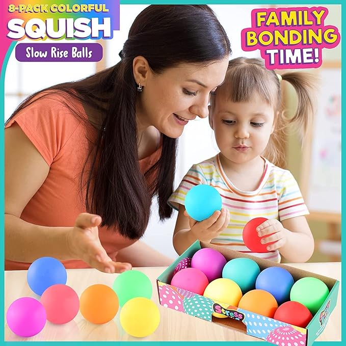 Slow Risng Stress Balls 8 Pack, Stretchy Fidget Toys for Anxiety Relief, Pull Stretch Squishy Toys for Kids Teens Adults, Fidgets for Classroom Prize, Sensory Hand Exercise Tool