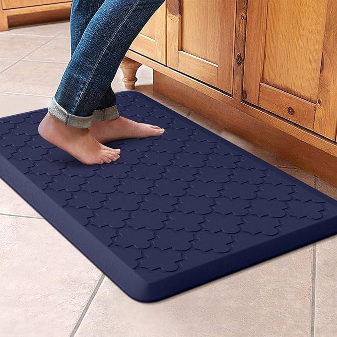 WISELIFE Kitchen Mat Cushioned Anti Fatigue Floor Mat,17.3"x28", Thick Non Slip Waterproof Kitchen Rugs and Mats,Heavy Duty Foam Standing Mat for Kitchen,Floor,Home,Office,Desk,Sink,Laundry, Blue