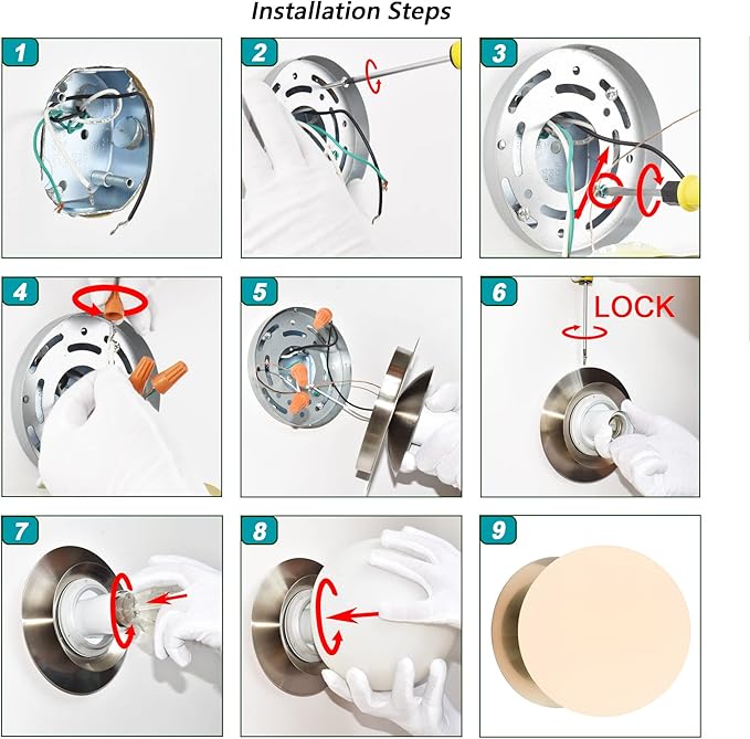 Wall Sconces, 1 Light Modern Globe Sconce in Brushed Nickel, Wall Light for Bedroom Bathroom Living Room & Hallway Vanity Lighting, Ceiling Light Fixture