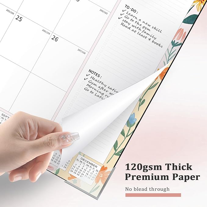 Ospelelf Desk Calendar 2025-2026 Large 22"x17" Monthly Family Planner Pad with Protective Cover 18 Months July 2025 to December 2026 Ditsy Floral