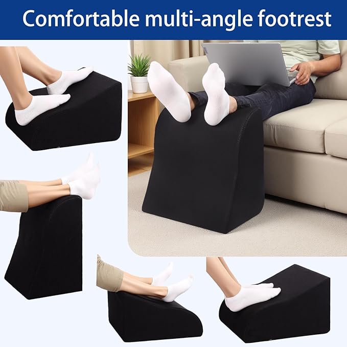 Foot Rest for Under Desk at Work Ergonomic Under Desk Footrest,Support Foot Pillow Double-Sided Footstool, for Office, Home & Gaming Leg Elevation Pillow Black