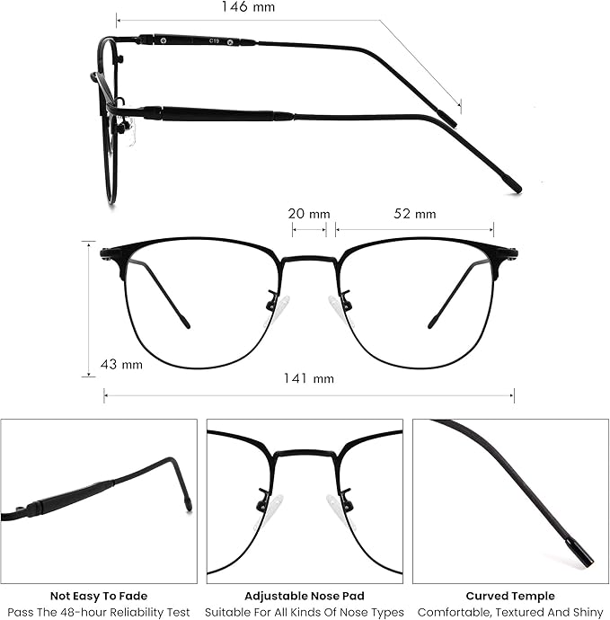 GUDVUE Blue Light Glasses, Computer/Gaming/TV/Phones Glasses for Women/men, Anti Glare/UV400/Eye Strain, Oval Shiny Black