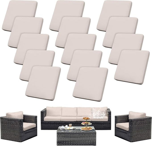 14Pcs Patio Cushion Covers Waterproof, Cushion Covers, Stretch Couch Covers, Patio Couch Slipcovers, Patio Cushion Covers Replacement, Outdoor Chair Cushion Covers (Off-White)