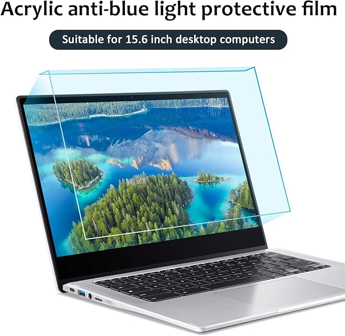 F FORITO 15.6 Inch Blue Light Blocking Laptop Screen Protector Panel, Eye Protection Hanging Type Acrylic Panel Compatible with All 15.6" Laptops with Display 16:9
