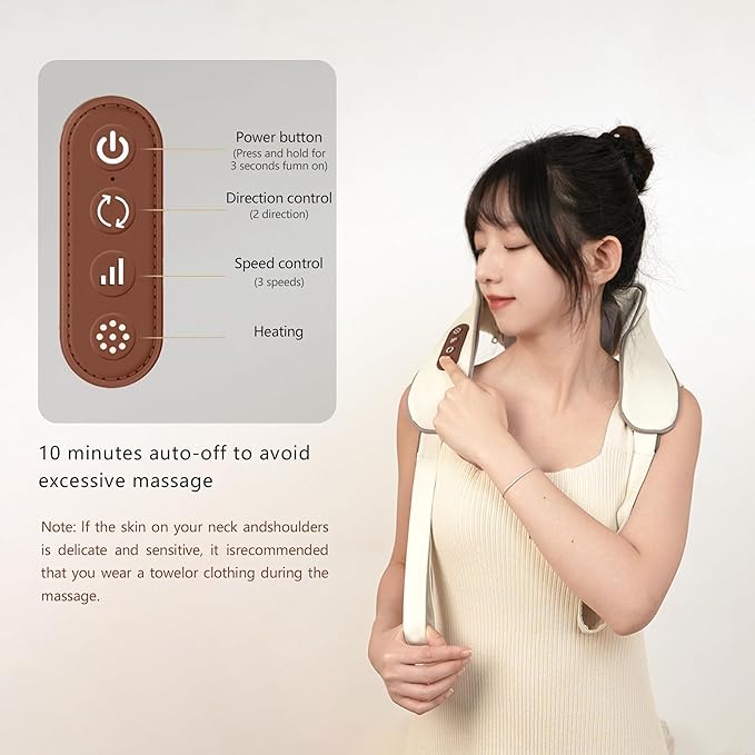 Wireless Neck and Shoulder Massager With Soothing Heat, Shiatsu Back Massager Pillow for Traps, Back Pain, Gifts for Men Women Mom Dad