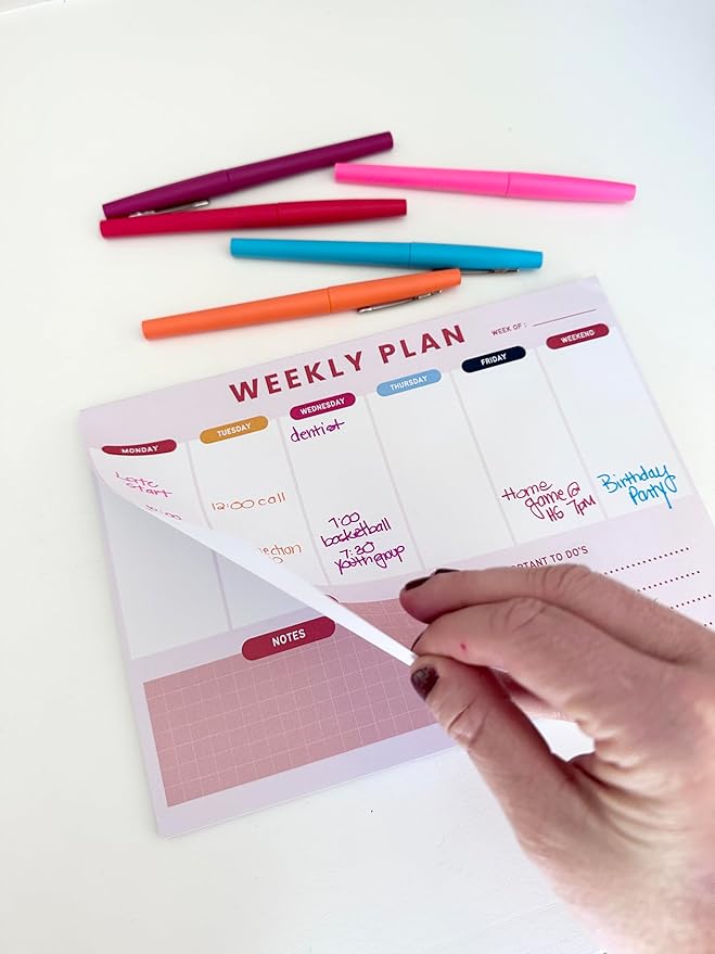 Weekly Planner Notepad – Tear-Off Weekly to do List Notepad, Weekl y Desk Calendar Notebook for Productivity, Task Planner for Time Management, Project Planner with 50 Planning Sheets