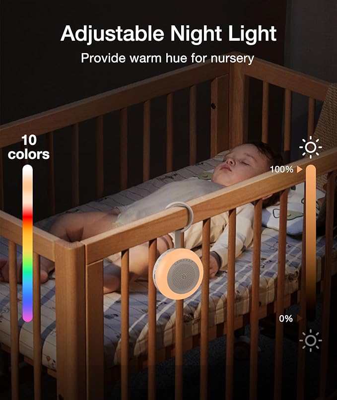 Portable Sound Machine for Baby,LEICEX White Noise Machine,33 Soothing Sound 10 Colors Night Light Sleep Machine for Baby Kids,Timer and Memory, Travel Sound Machine for Sleep Office Privacy Travel